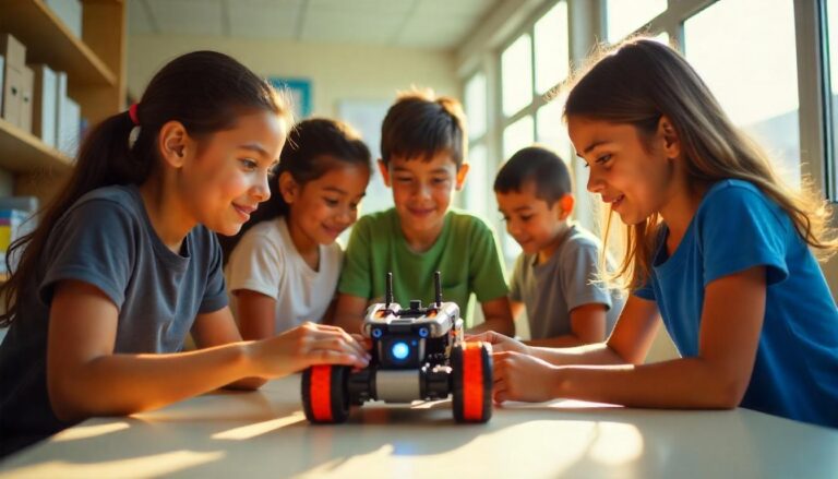 School Students Learning Robotics Engineering Lessons