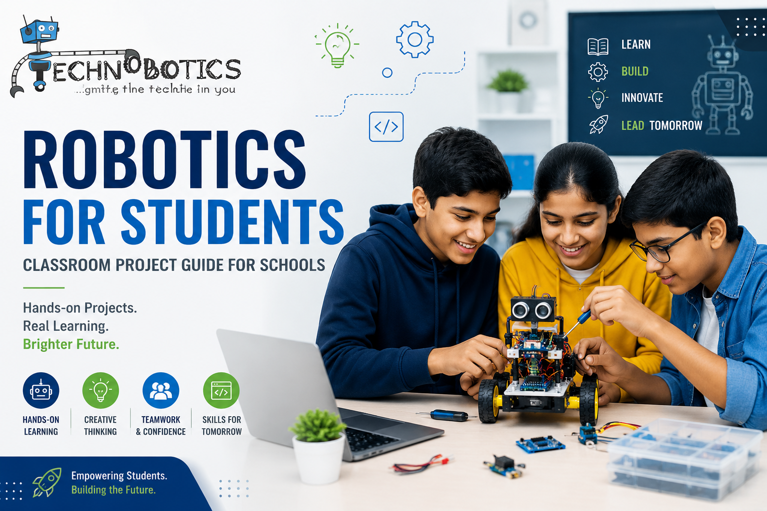 Robotics for students building a classroom project in school