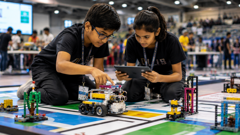 kids preparing robot for WRO 2026 competition in Mumbai